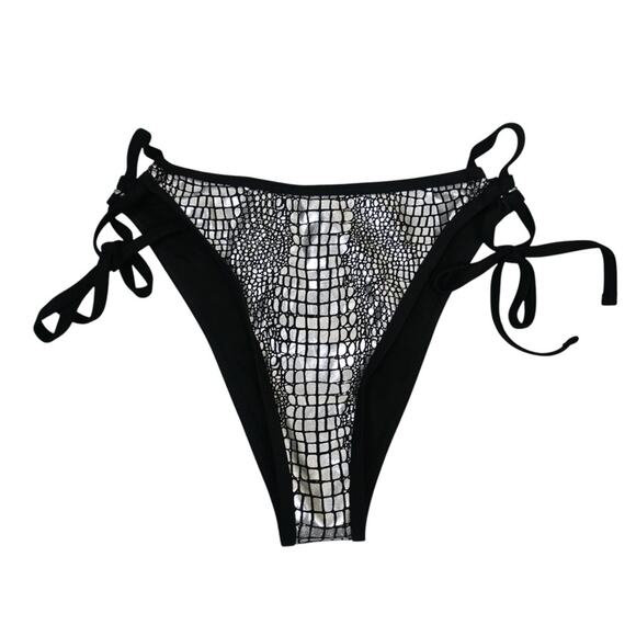 BeachSissi Womens L Silver Black Two Piece String Bikini - Picture 5 of 10